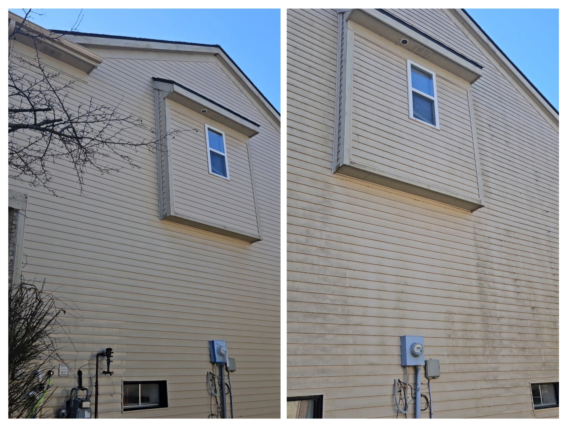 Two-Story Siding Soft Wash before and after