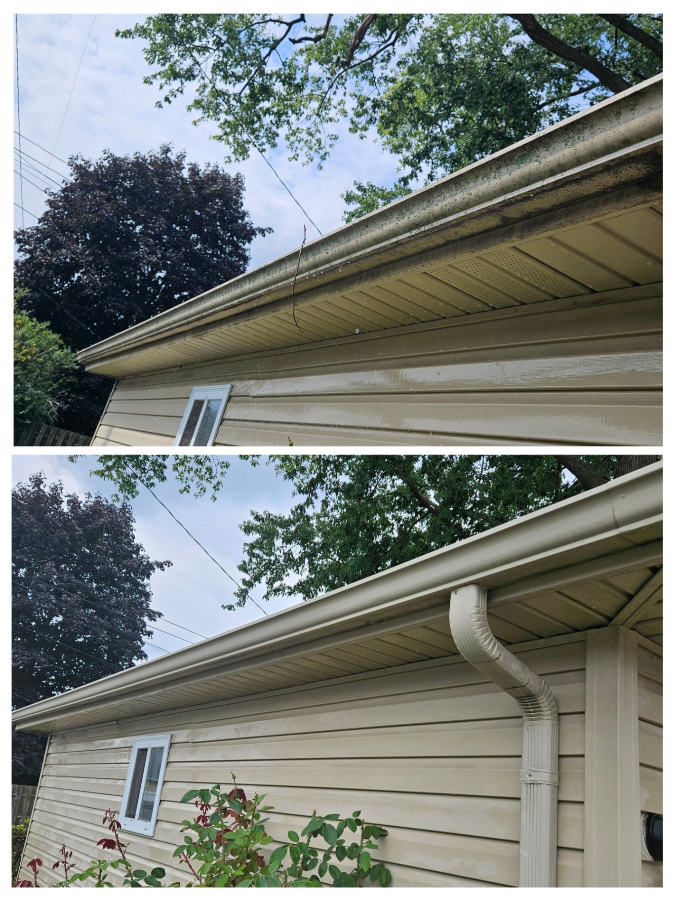 Gutter Exterior Brightening before and after