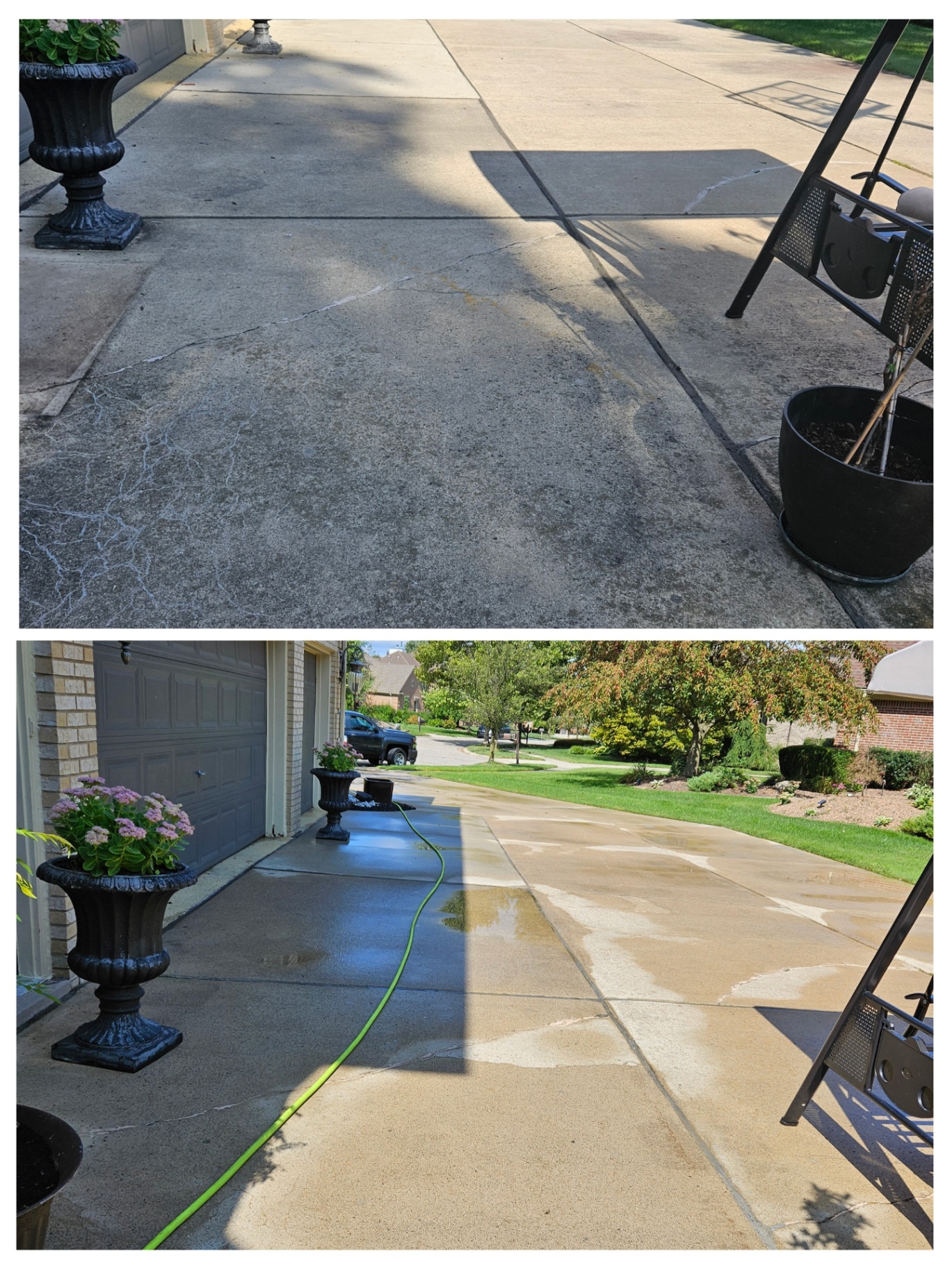 Driveway Concrete Cleaning before and after