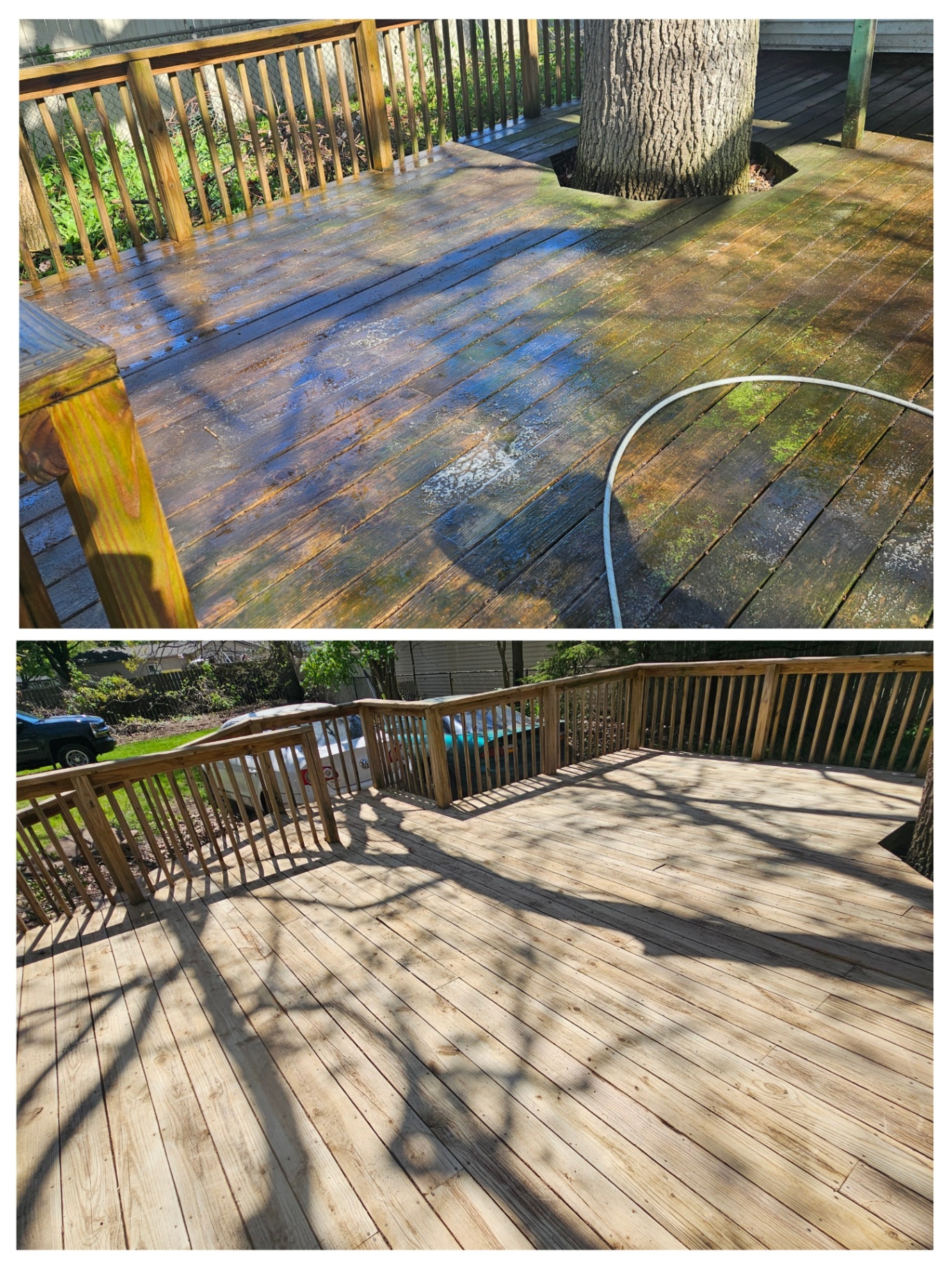 Wood Deck Restoration before and after