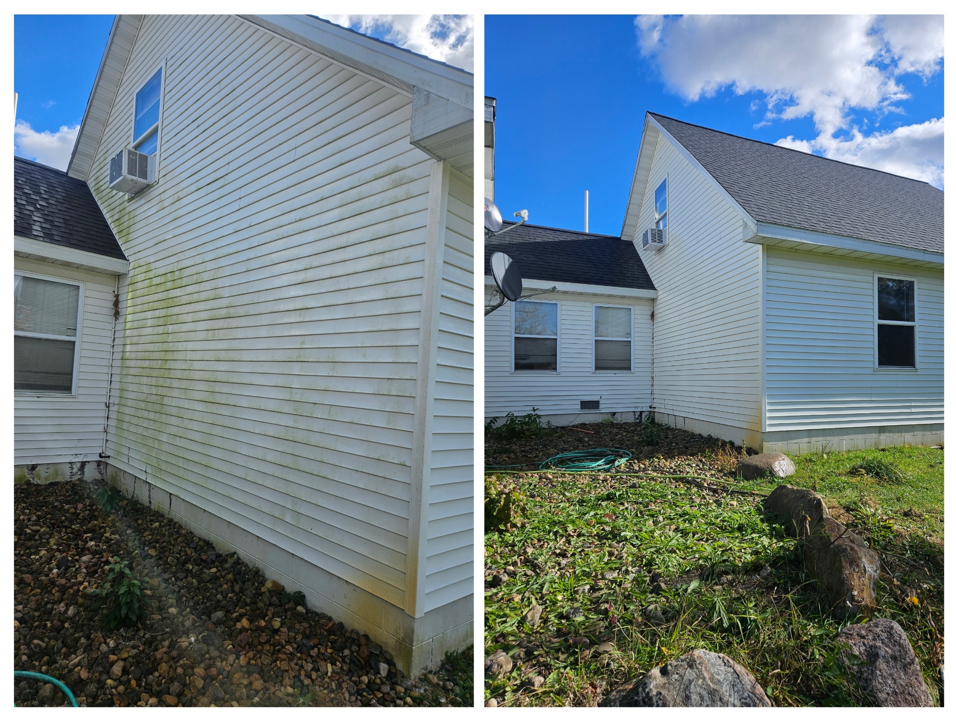 Algae Removal — Vinyl Siding before and after
