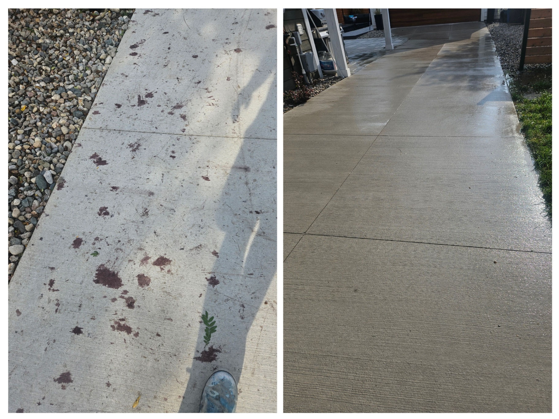 Sidewalk Stain Removal before and after