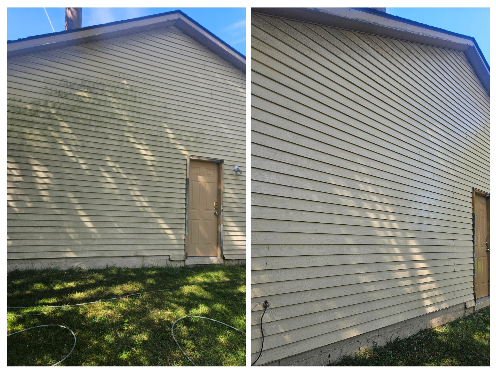 Gable-End Siding Soft Wash before and after