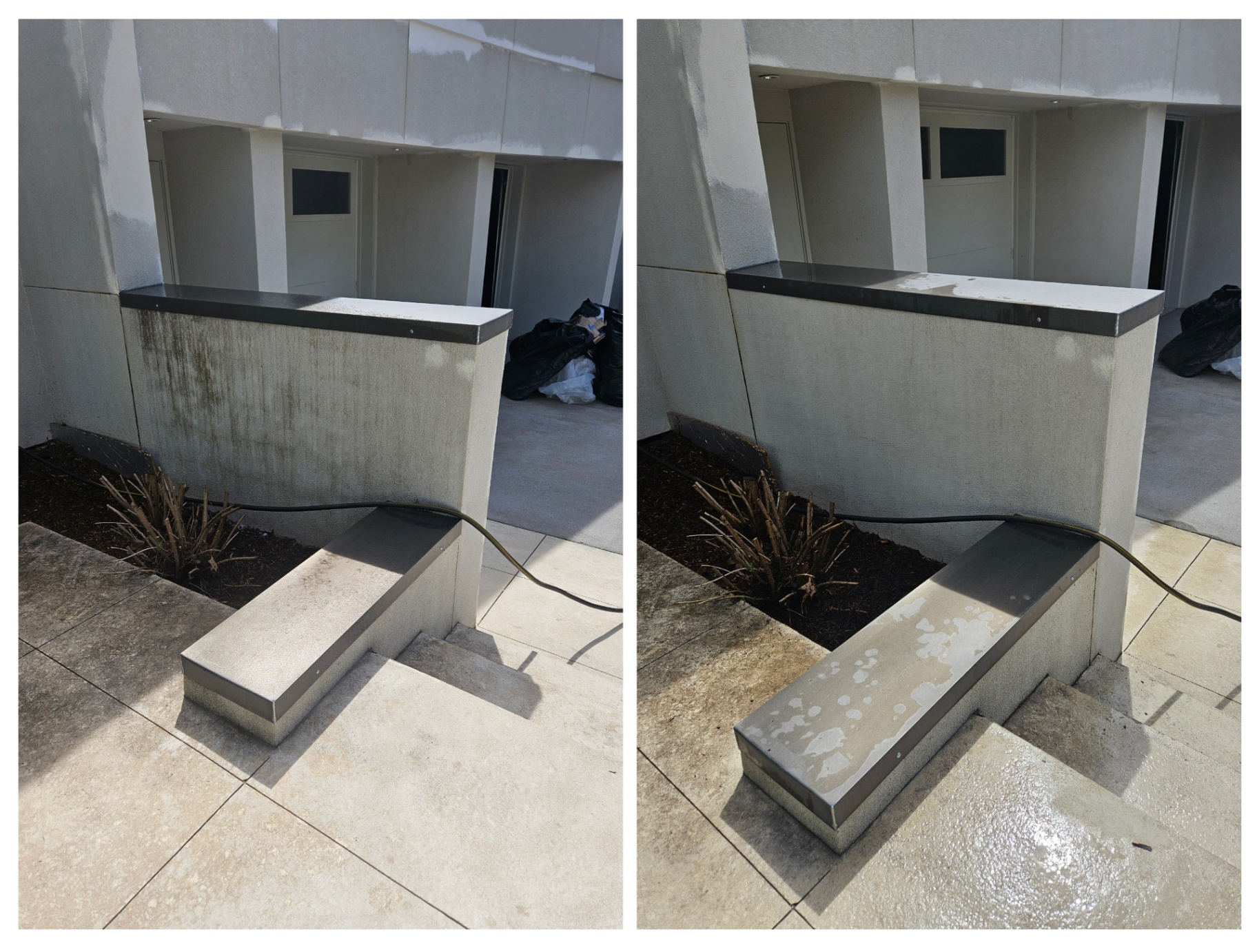 Stucco Wall Soft Wash before and after